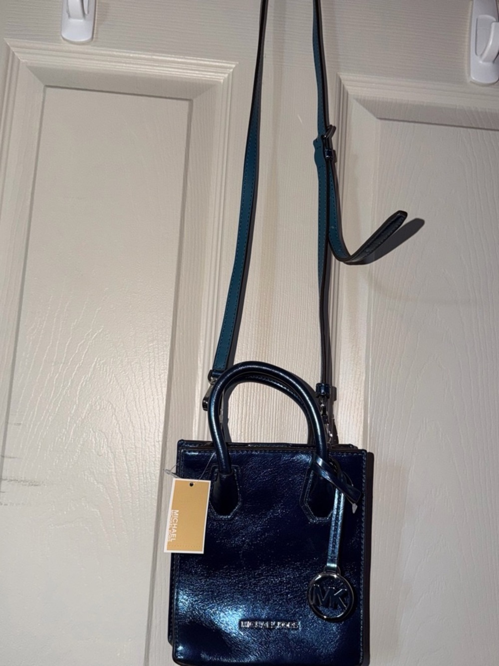Michael Kors Navy Patent Mini Tote Crossbody